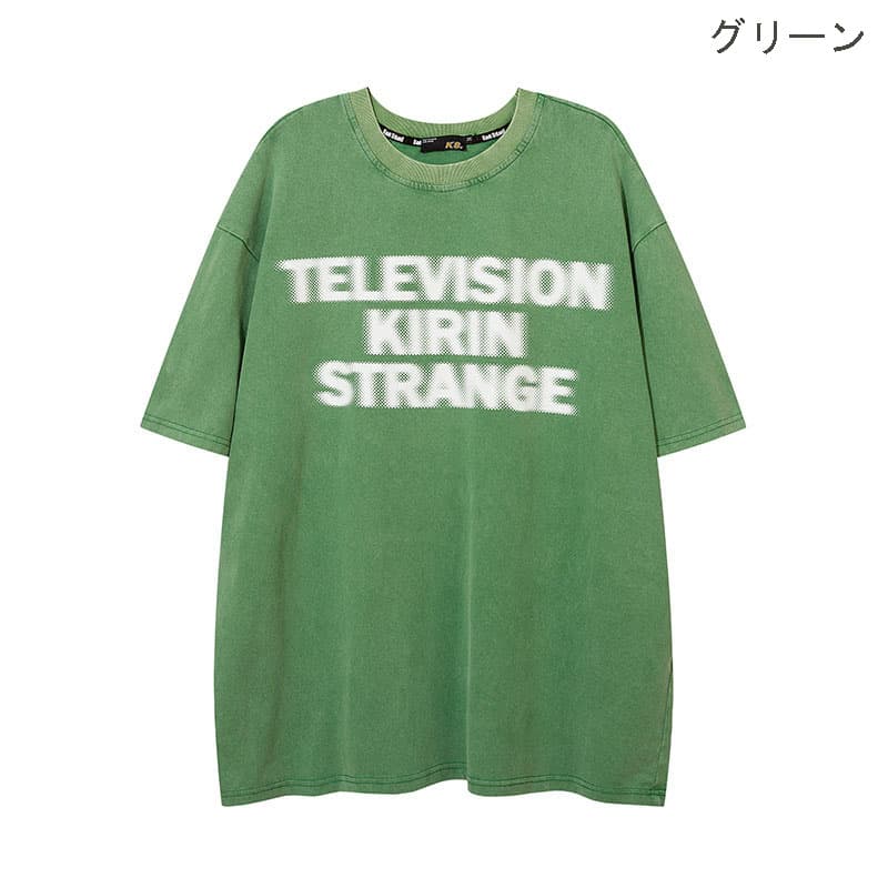 オーバーサイズTシャツ メンズ オーバーサイズ 半袖 プリント グリーン 春夏