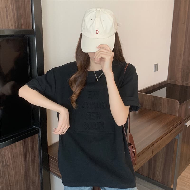 オーバーサイズTシャツ プリント文字デザイン半袖Tシャツ ゆったりオーバーサイズ
