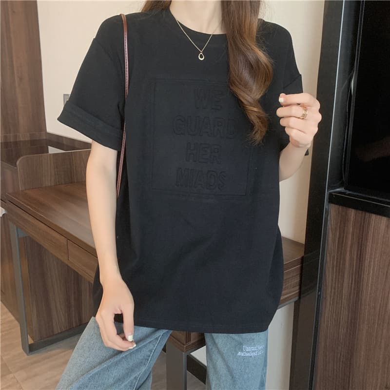 オーバーサイズTシャツ プリント文字デザイン半袖Tシャツ ゆったりオーバーサイズ