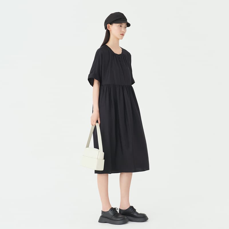 オーバーサイズ リラックスシルエット ギャザーワンピース