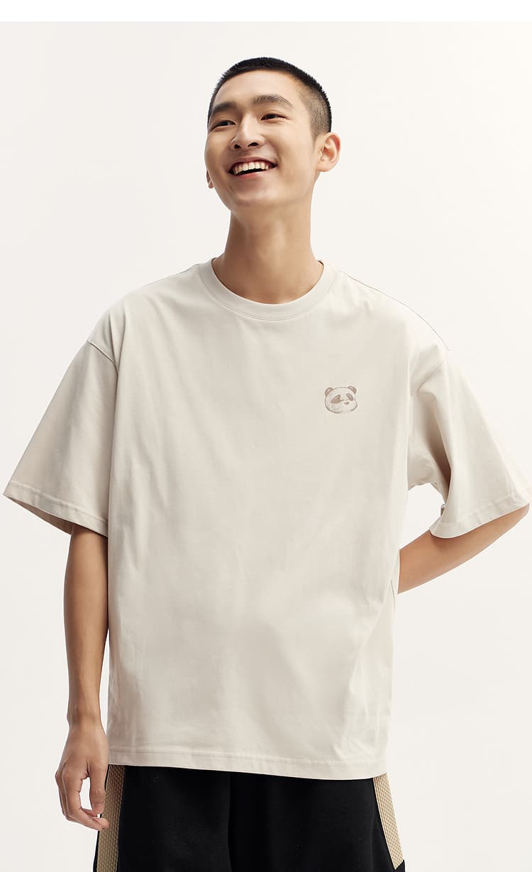 オーバーサイズTシャツ パンダ刺繍ゆったりシルエット半袖